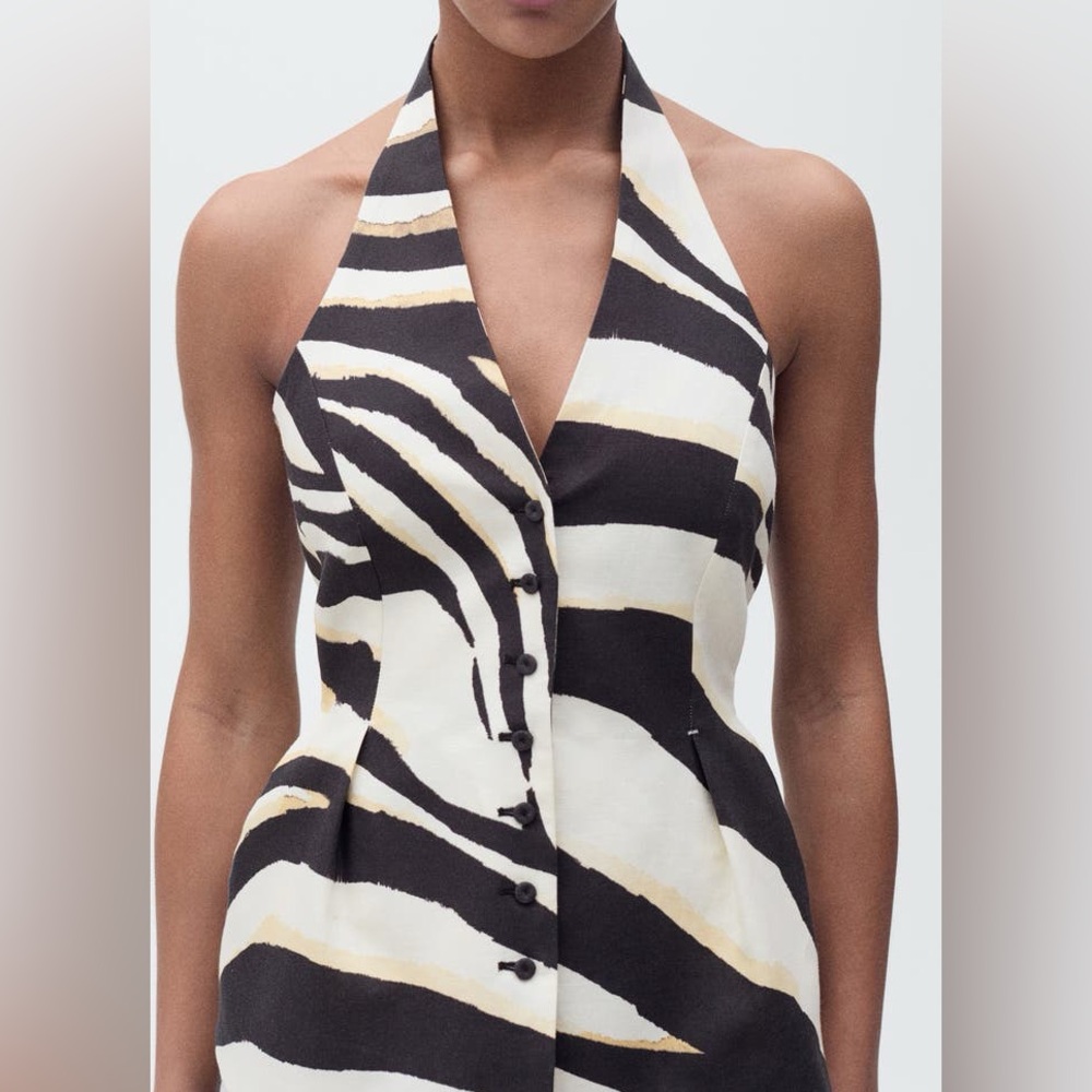 Mango Black and White Zebra Print Blouse